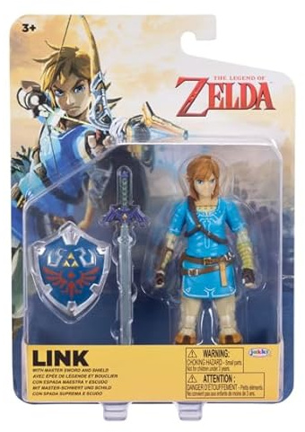 JAKKS Pacific The Legend of Zelda Link Action Figure with Master Sword & Hylian Shield 4 Inch Collectible Toy
