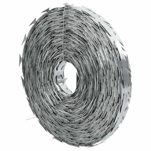 Filo NATO in acciaio zincato, 500 m, filo avvolgente con scatola di plastica, robusto filo spinato per giardino, recinzione, catena di barriera, fissaggio, officina, costruzione, sicurezza