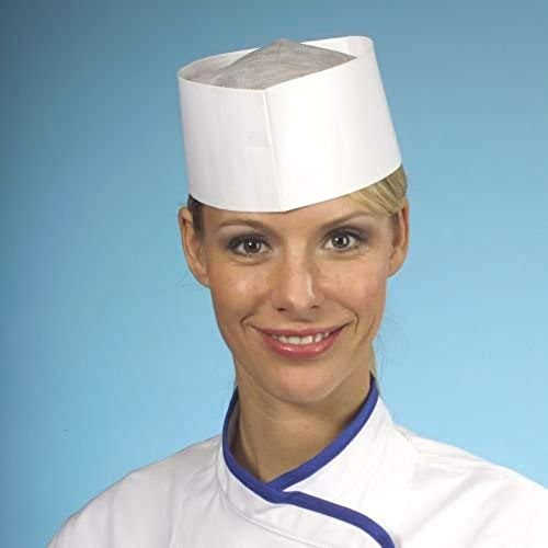 25 x Schiffchen / Kochmütze aus saugfähigem Papier 9 cm x 27,5 cm weiss größenverstellbar im Spenderkarton Küche Koch