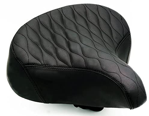 Fito Stor storlek 27 cm x 24 cm syntetiskt läder retro strandkryssare komfort cykelsadel (GW-svart)