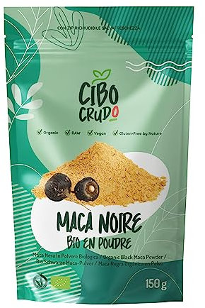Poudre de Maca Bio - 150g. Maca Noire Bio et Pur du Pérou de Racine de Maca pour Maca Coffee. Source d'Antioxydants Vitamine C Fer Calcium et Potassium. Organic Black Maca Root Powder.