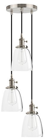 PathsOn Industrial Modern Vintage Edison Triple Pendant Lights Retro Lamp Flush Ceiling Light 3 Lights Hanging Light Fittings Chandelier for Loft Bar Living Room Dining Room Bedroom