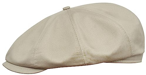 Sterkowski Modell Shelby | Baumwolle Schiebermütze für Herren und Damen | Fahrrad Cabrio Retro Kappe Freizeit Premium Stilvolle Gangster Gatsby Klassische Sommer Ballonmütze Schirm Beige-Grau 61