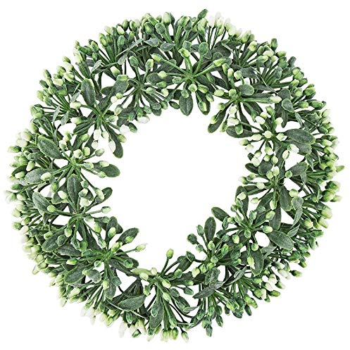 Ideen mit Herz Deko-Kranz, Design 1, innen: Ø 10,5cm, außen: Ø 18cm, mit weißen Knospen