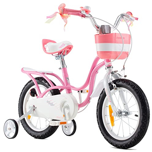 RoyalBaby Little Swan Kinderfahrrad Mädchen Fahrrad mit Stützräder Fahrrad 12 Zoll Rosa