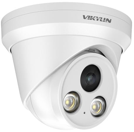 VIKYLIN 4K 8MP Full Color AI Turret IP PoE Camera,F1.0 Aperture 98ft Color Night Vision,Built-in Mic,Human/Vehicle Detection,2.8mm Lens,H.265,IP67 Security IP Camera,NDAA Compliant