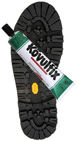 Schuhsohlen Reparatur Set Vibram Sohle Teton 1014 schwarz -120g Kontaktkleber Kövulfix Schuhkleber - Schuhsohlen zum aufkleben - Bergschuh - Arbeitsschuhe selbst besohlen (43/44)