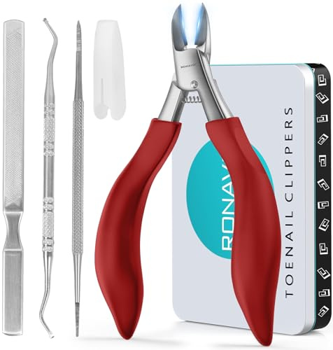 Toenail Clippers for Ingrown & Thick Toenails - Heavy Duty Toe Nail Clippers for Remove Side Ingrown Toenail with Angled Sharp Blades, Professional Pedicure Tool with Long Handle for Seniors & Men