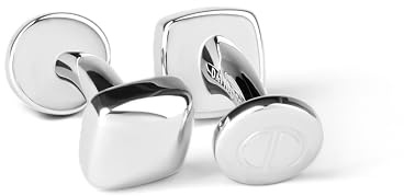 DAVIDOFF ESSENTIALS Mini gemelli in argento – Gemelli quadrati in ottone rodiato – eleganti accessori da uomo per una semplice eleganza