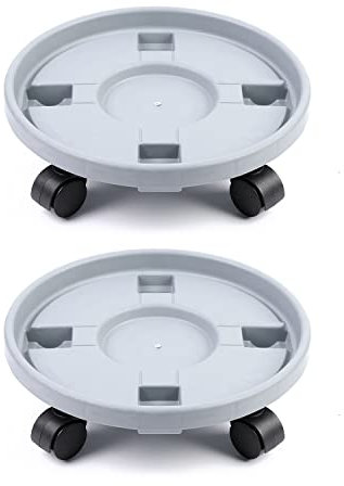 2PCS Heavy Duty Rust Proof Plant Caddy with Wheels 12 Inch Rolling Plant Stand Round Planter Rollers Movable Flower Pot Pallet Indoor Outdoor Potted Plant Dolly Trolley
