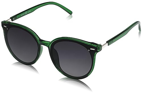 SOJOS Classic Round Sunglasses for Women Men Retro Vintage Large Plastic Frame BLOSSOM SJ2067 with Green Frame/Grey Lens