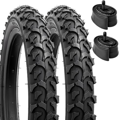YUNSCM 2-PCS 14 Pulgada Montaña Bicicleta Cubierta 14x2.125/57-254 and 14 Pulgada Heavu Duty Bicicleta Cámara de Aire Schrader Valve Compatible with 14x1.95 14x2.0 14x2.125 14x2.15 Enfant Bike