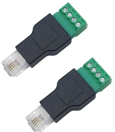 Teansic 2 Pcs RJ11 Male to 4 Pins Screw Terminal Connector,RJ11 4p4c Bolt Screw Adapter for Telephone CCTV Wiring Coupler