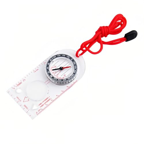 DOETYD Boussole de navigation avec règle de carte loupe avec cordon réglable pour les amateurs d'aventure en plein air, boussole de navigation pour lecture de cartes, course d'orientation, survie,