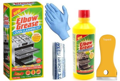 Oven Cleaning Kit | Heavy Duty Oven Cleaner + Non Scratch Oven Hob Glass Cleaning Tool | Ideal Domestic Ovens and BBQ -500 ML Bottle | Complete Oven cleaning kit with Bags and Gloves