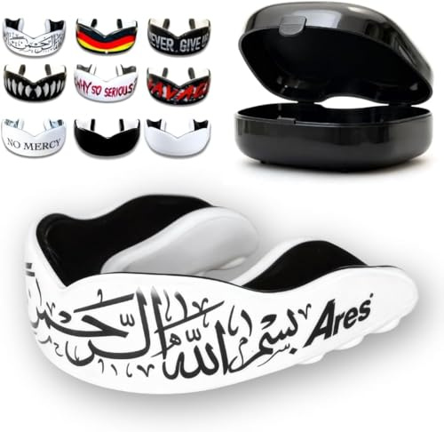 Ares Fightwear Protège-dents de qualité supérieure avec boîte de rangement pour arts martiaux, MMA et athlètes I Protection maximale des dents grâce à un ajustement idéal de qualité supérieure I