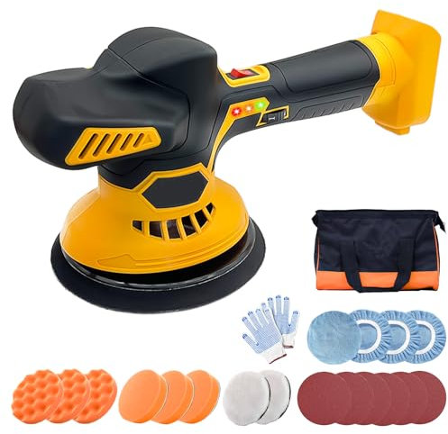 Cordless Car Buffer Polisher for Dewalt 18V Battery, 6-Inch Car Buffers and Polishers Kit Orbital Polisher Power Polisher with 6 Variable Speed for Car Detailing Polishing Waxing (Tool Only)