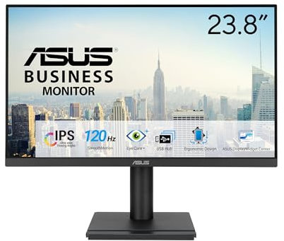 ASUS Business VA249QG - 24 Zoll Full HD Monitor - Rahmenlos, Flicker-Free, Blaulichtfilter, Adaptive-Sync - 120 Hz, 1ms MPRT, 16:9 IPS Panel, 1920x1080 - DisplayPort, HDMI, D-Sub, Speaker