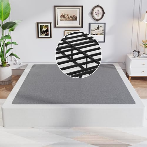 8 Inch Full Size Box Spring, Heavy Duty Metal Mattress Foundation, 2500 lbs | Box Spring Only Bed Base, Fabric Cover, Noise-Free & Easy Assembly