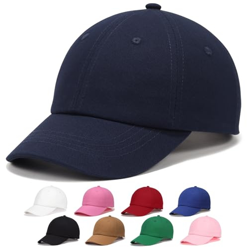 WILLPORT Kids Baseball Cap for Age 6-9,Adjustable Cotton Toddler Baseball Hat for Boys & Girls,Navy Blue
