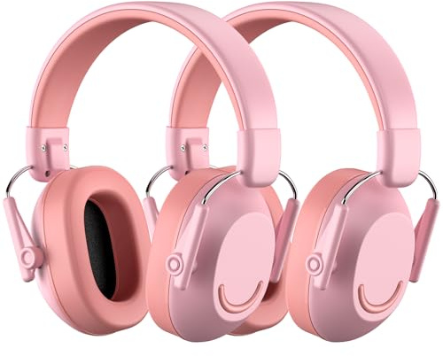 Link Dream Cascos Antiruido Niños, Cascos Insonorizacion para Estudiar 30dB SNR, Protección Auditiva Niños Cascos Insonorizados para Autistas, Viajes, Conciertos, Estudiar, Rosa, 2 Piezas