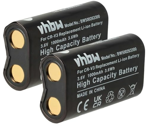 vhbw 2 x batteri kompatibel med Pentax IST DL, IST DS, Är D, D-435/K100D, DB100, DB200, K110D-kamera (1 000 mAh, 3,6 V, Li-Ion)