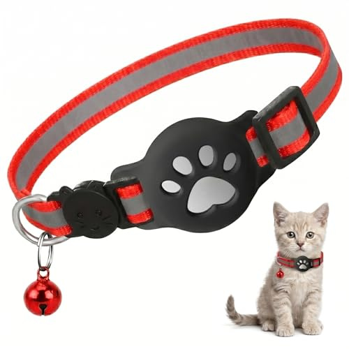 1 Collar Para Gatos Con Airtag Y Reflectante, Collar Elástico Para Gatitos Con Soporte Compatible Con Airtag, Juego De 1 Naranja, Accesorio Para Mascotas, Protección Y Seguridad