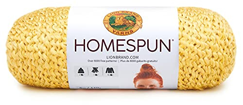 Lion Brand Yarn Homespun, Soft Bulky Yarn for Knitting, Crochet, and Crafts, Golden, 1 Pack