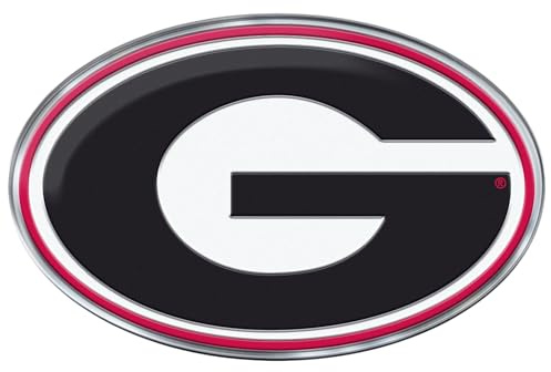 FANMATS 60523 Georgia Bulldogs Heavy Duty Aluminum Embossed Color Emblem, Auto Emblem Decal