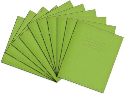 Rhino 8 x 6.5 Exercise Books, 48-Page / 15mm Lined Paper Notebook, 10-Pack, Writing Book, Office & School Stationery Supplies, Light Green
