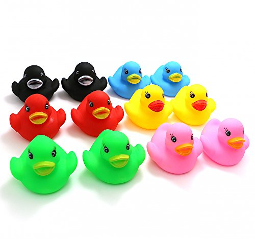 NOVELTY PLACE Float Rubber Duck Ducky Baby Bath Toy for Kids Assorted Colors (12 Pcs)