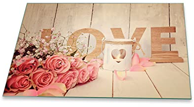 decorwelt | Herdabdeckplatte 80x52 cm 1-Teilig Blumen Pink Ceranfeldabdeckung Universal Spritzschutz Glas Deko Elektroherd Induktion für Kochplatten Herdschutz Schneidebrett Sicherheitsglas