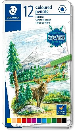 STAEDTLER Matite colorate di alta qualità per artisti, Mina morbida e tenera da 3 mm, in scatola di metallo con 12 colori assortiti, 146C M12