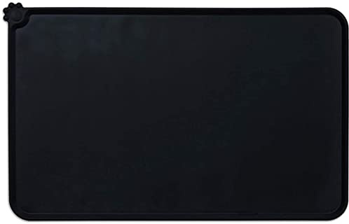 OUTLETISSIMO® Tapis noir pour chien chat en silicone sous bol pour chien chat antidérapant pour bol alimentaire 47x30cm
