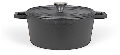 LIVOO, Casseruola Rotonda in ghisa, MEP139, Colore: Nero, Ø 24 cm, capacità: 4 L, Compatibile con Tutti i Tipi di fornelli