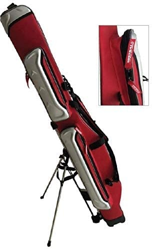 Mistrall Rutenfutteral 3 Fächer rot/Silber versteifte Rutentasche Futteral mit Ständer (150cm)