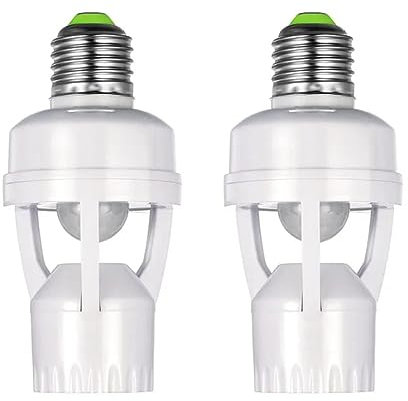 shengyi Adaptateur de Support de Lampe 2 Pièces E27 avec Détecteur de Mouvement PIR AC100-240V Détecteur de Présence Humaine