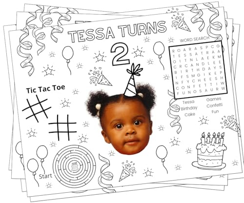 Custom Coloring Placemat Activity Sheets, Personalized Birthday Party Favors for Childrens Table Decorations, Set of 12 Coloring Pages