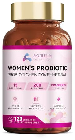 26-in-1 Probiotics for Women with 200 Billion CFUs 15 Strains, Digestive Enzymes & Cranberry Extract, Natural Prebiotics Vaginal Probiotics for Gut Health, Urinary, Immune, Digestion - 120 Vegan Caps