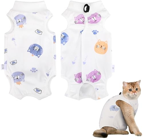Invalidism Traje de recuperación de cirugía para gatos, traje de recuperación posquirúrgica para gatitos, body antilamer, chaleco protector de heridas, collar isabelino y alternativa al cono (M/gato