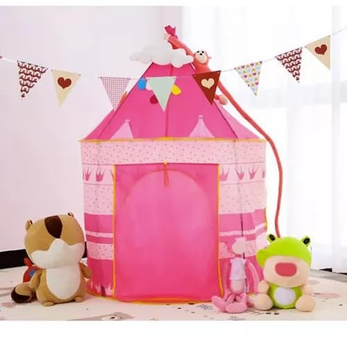 Tienda de campaña para niños, castillo de princesa, interior y exterior, color rosa 23475