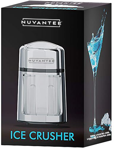 Broyeur à glace manuel en alliage de zinc chromé - Lames robustes en acier inoxydable - Base antidérapante - Grand récipient à glace et cuillère - Idéal pour les margaritas, cocktails, granités et