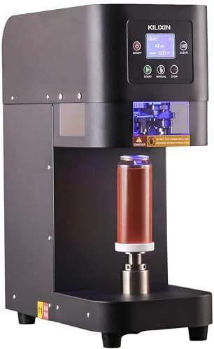 Automatic Commercial Can Sealer Machine, Roller Rotates Bottle Won't Rotate - Soda Can Seaming Machine, Height Adjustable, Electric Bottle Sealer Machine for Plastic Aluminum Beer Can (5.5cm in Diam.)