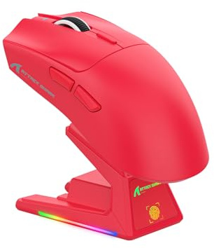ATTACK SHARK X1 Gaming Mouse with Touchpad RGB Charging Dock, PixArt PAW3395PRO Gaming Sensor, BT/2.4G Wireless/Wired Gaming Mouse, 40000 DPI, 53g Superlight Gamer Mice for Win11/Xbox/PS/Mac (Red)