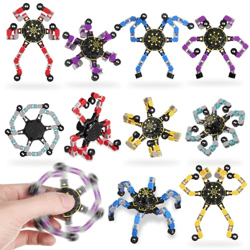 Ainiv Paquete 10 Fidget Spinners Transformables, Spinner Robot Giratorio Portátil, Juguete Antiestrés, Regalo para Adultos y Cumpleaños para Adolescentes 14 Años en Adelante