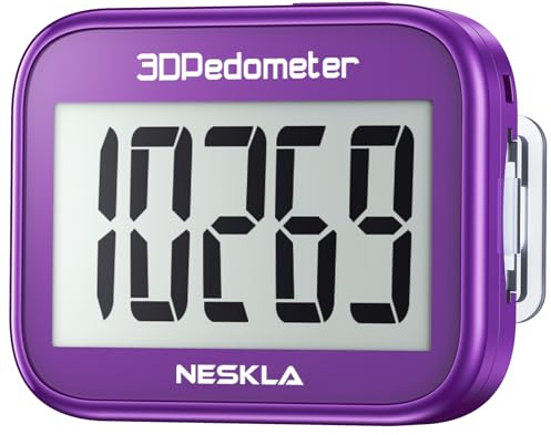 NESKLA 3D Pedometer for Walking, Simple Step Counter with Large Digital Display, Step Tracker with Removable Clip Lanyard, Accurately Track Steps for Men Women Kids Adults Seniors