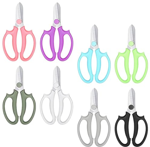 UKCOCO Ciseaux de Jardin à Fleurs 8 Pièces Multicolores Outil de Taille Léger et Antidérapant pour Élagage, Composition de Fleur et Cueillette de Fruits – Sécateurs Manuels pour