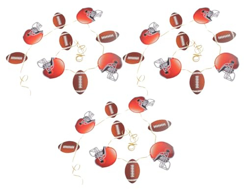 Toyvian Guirnalda de Papel con 3 Pancartas Deportivas de Fútbol Americano, Decoración Colgante con Cascos de Rugby para Fiestas Infantiles, Suministros para Cumpleaños y Eventos