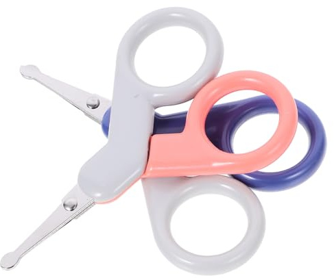 FOYTOKI Babyschere und Nagelknipser mit Ergonomischem Griff aus Edelstahl 2 Stück und Rundem Schneidkopf für Sichere Nagelpflege bei Neugeborenen und Kleinkindern