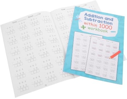 Amosfun Cahier de Maths, Cahier D'exercices de Mathématiques, 2 Livres, Papier, Addition et Soustraction, Feuilles de Travail Quotidiennes, Pratique Scolaire, pour Garçon et Filles